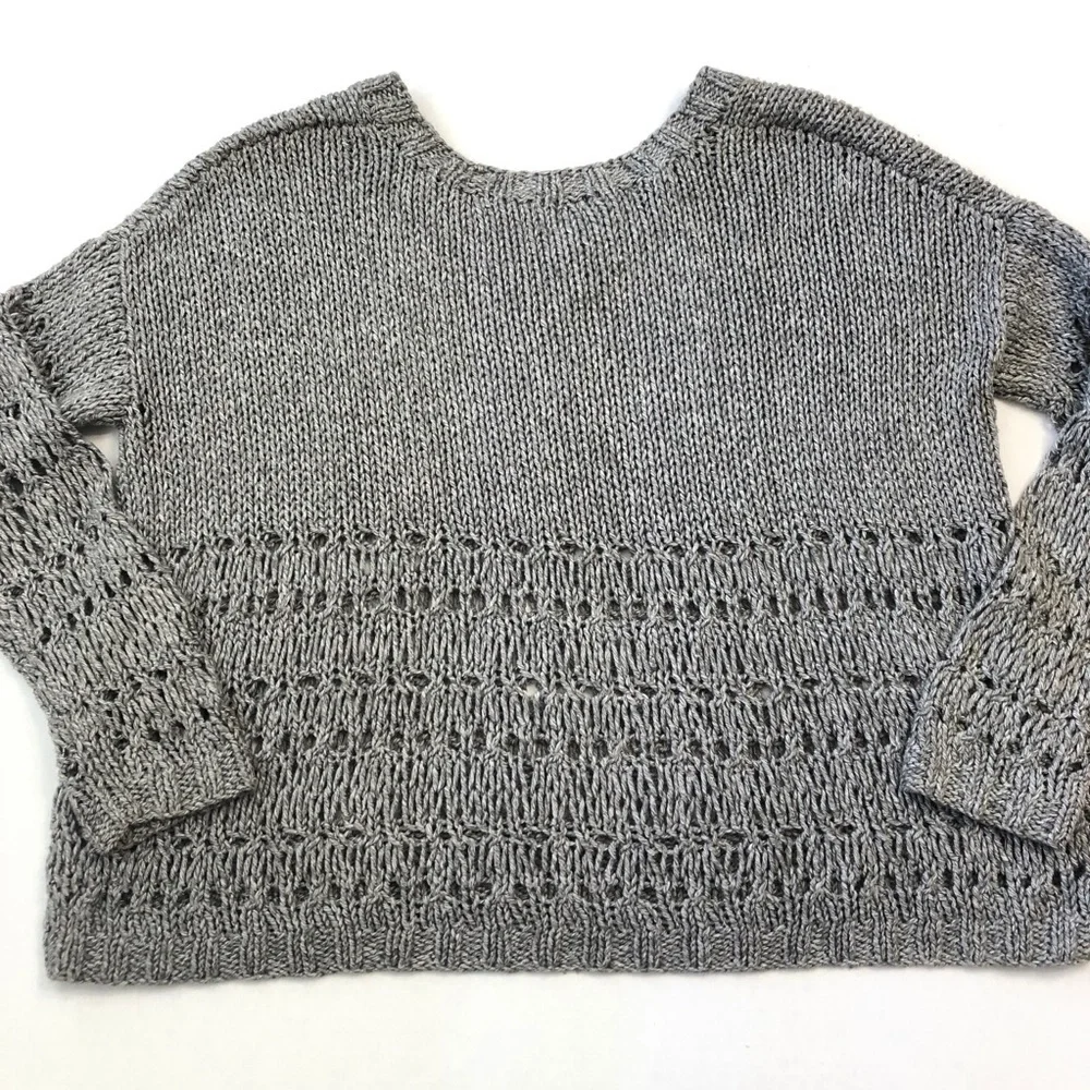 Vince Drop Stitch Crop Sweater Hand Knit Cotton Blend